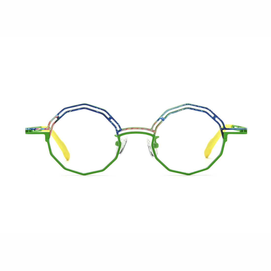 Barledear Meadow Lime eyeglasses front view with lightweight octagonal pure titanium frame