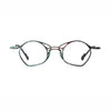 Barledear Meadow Mosaic Green eyeglasses front view with lightweight geometric titanium frame