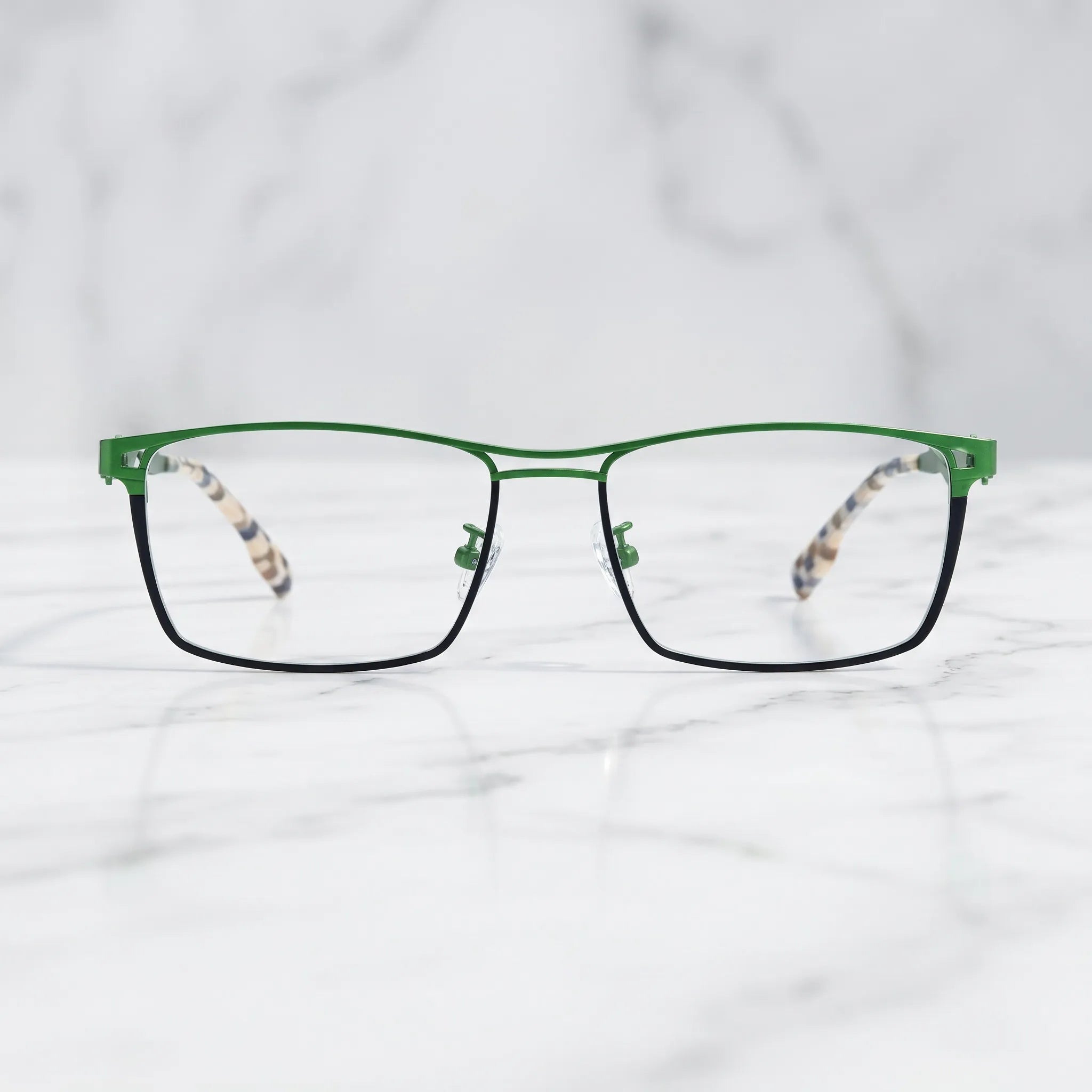 Barledear Meadow Navy Blue eyeglasses shown in a clean lifestyle front view with fresh geometric titanium styling