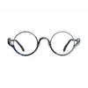 Barledear Midnight Graphite eyeglasses front view with an artistic round pure titanium full-rim frame and lightweight design