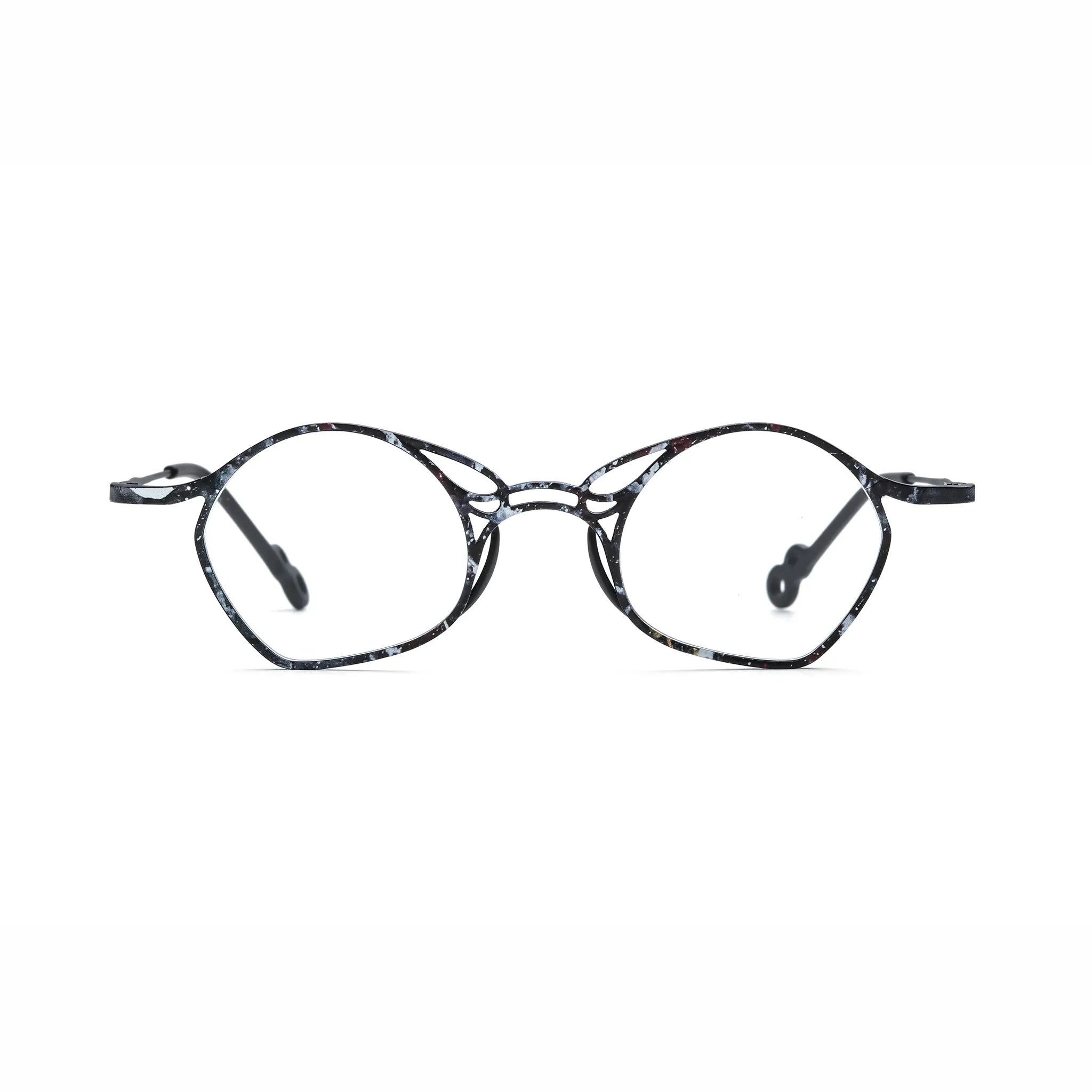 Barledear Midnight Marble Black eyeglasses front view with lightweight geometric titanium frame
