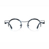 Barledear Midnight Marble eyeglasses front view with lightweight round pure titanium semi-rimless frame and black white marble accents
