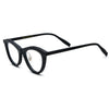 Barledear Midnight Matte cat-eye acetate eyeglasses angled side view showing the slim black temples and adjustable nose pads