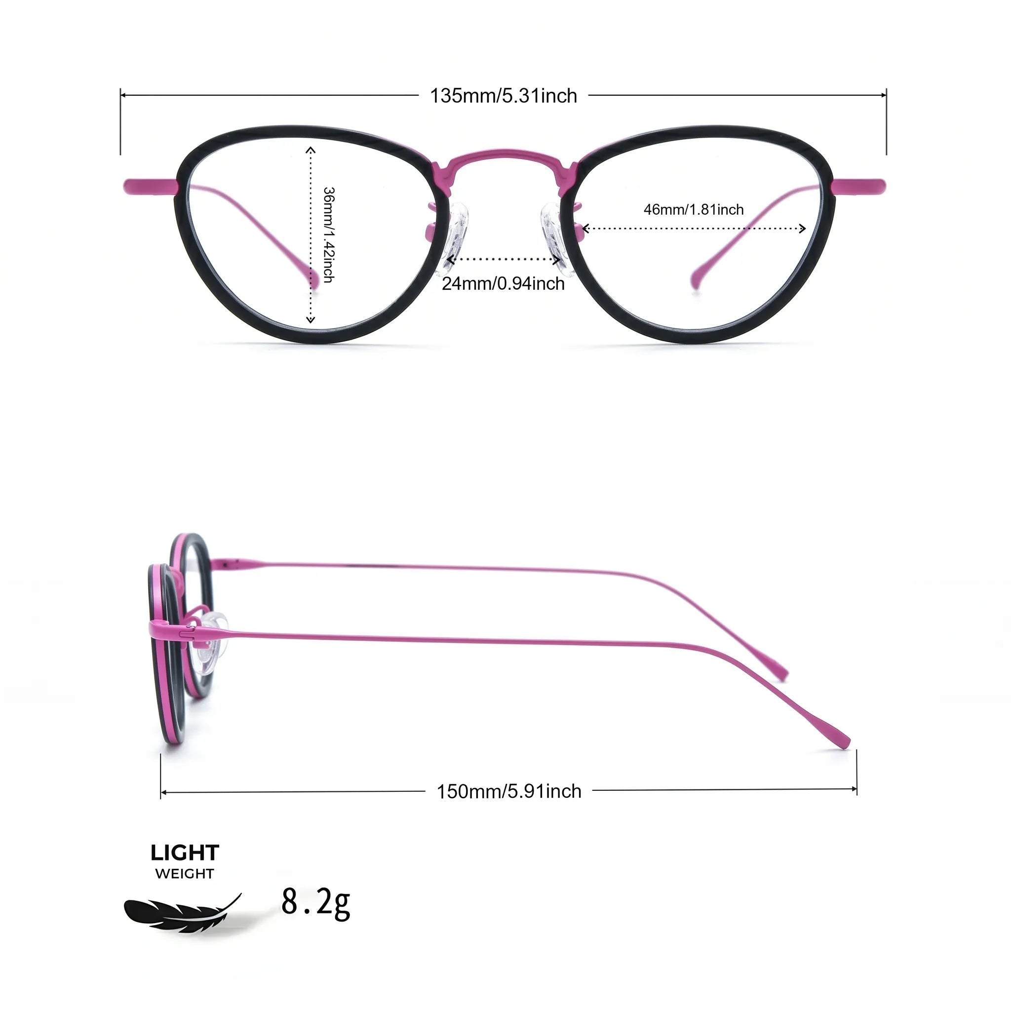 Barledear Lightweight Geometric Acetate Titanium Eyeglasses