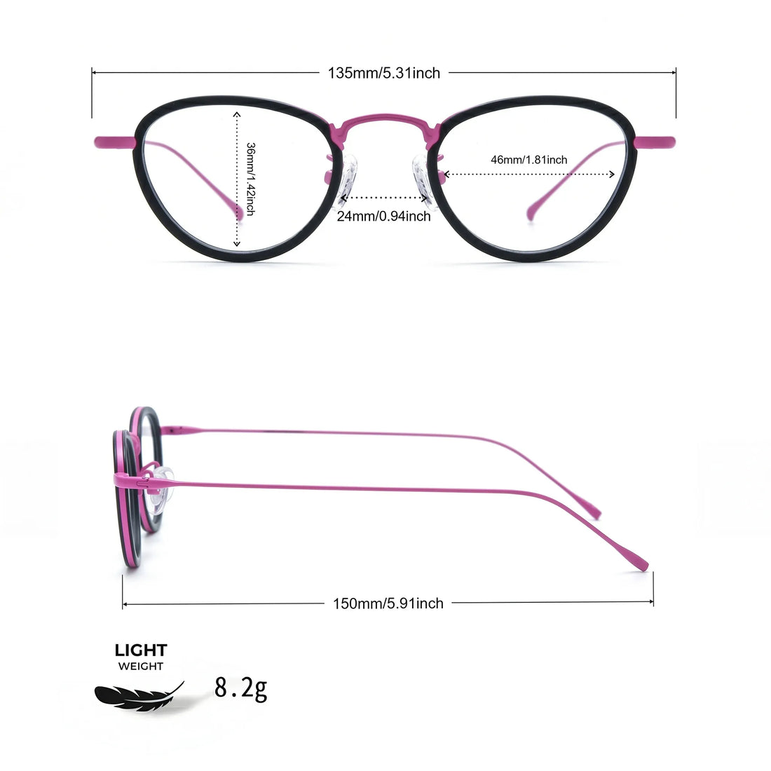 Barledear Lightweight Geometric Acetate Titanium Eyeglasses