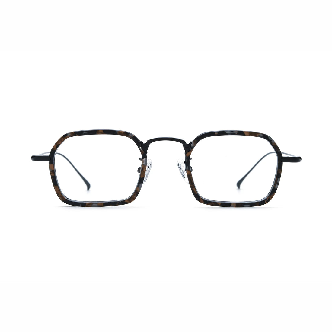 Barledear Midnight Tortoise Black eyeglasses front view with lightweight geometric acetate titanium frame