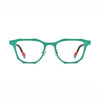 Barledear Mint Graphite eyeglasses front view with mint green titanium square frame and black acetate-style temples