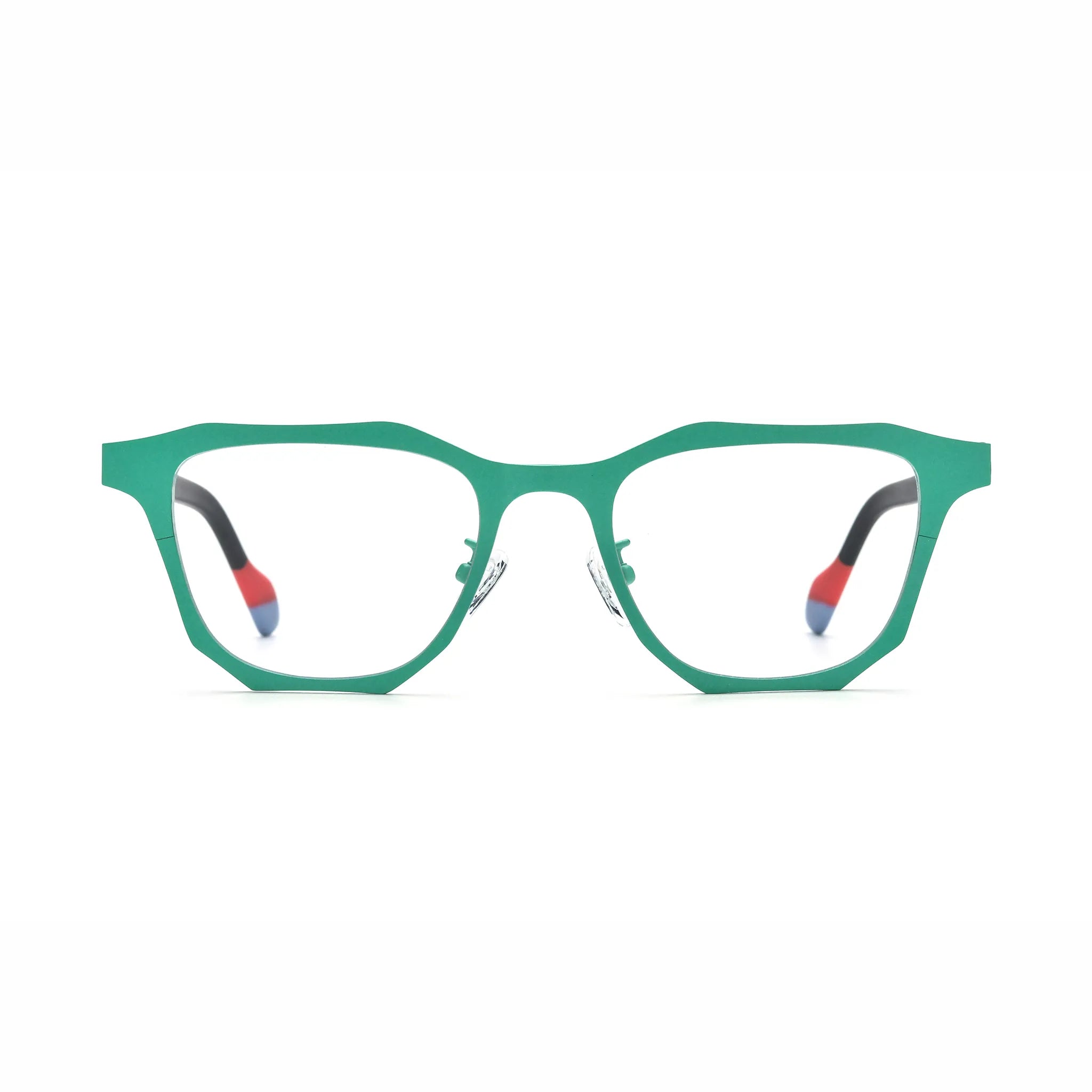 Barledear Mint Graphite eyeglasses front view with mint green titanium square frame and black acetate-style temples