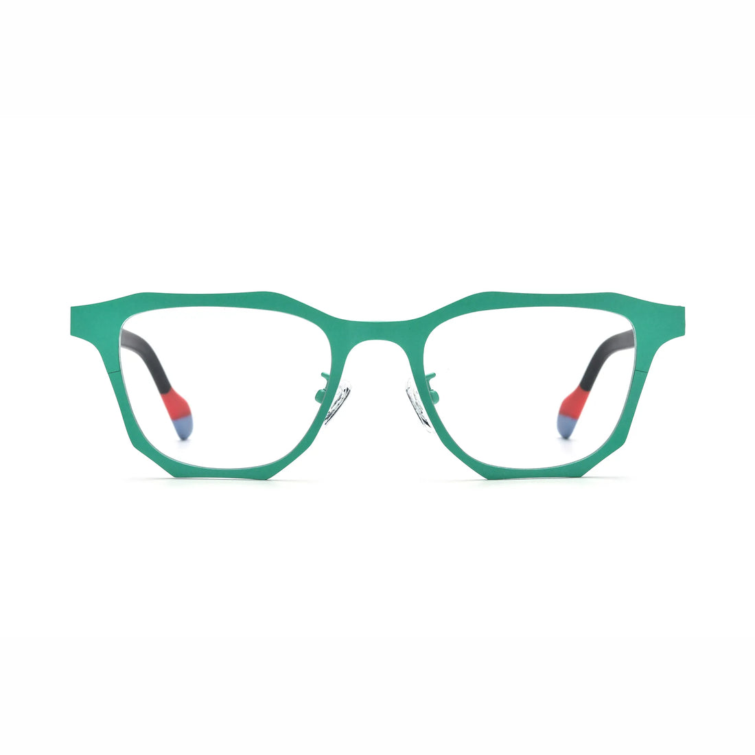 Barledear Mint Graphite eyeglasses front view with mint green titanium square frame and black acetate-style temples