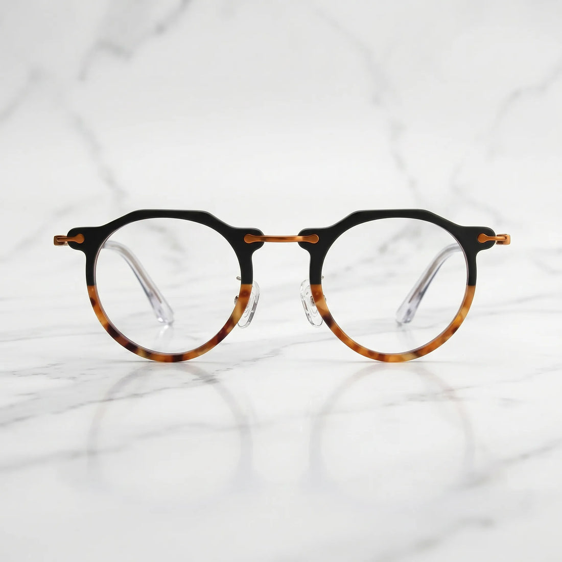 Barledear Noir Amber eyeglasses shown in a clean lifestyle front view for everyday prescription eyewear