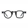 Barledear Obsidian Black eyeglasses front view with asymmetric round-square pure titanium full-rim frame