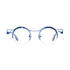 Barledear Ocean Marble eyeglasses front view with lightweight round pure titanium semi-rimless frame and blue artistic accents
