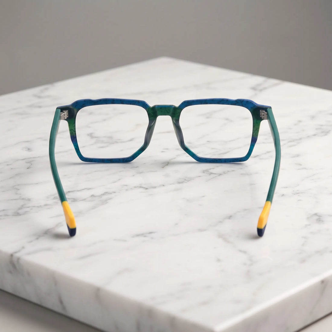 Barledear Ocean Meadow eyeglasses back view showing integrated nose pads hinges and lightweight full-rim construction