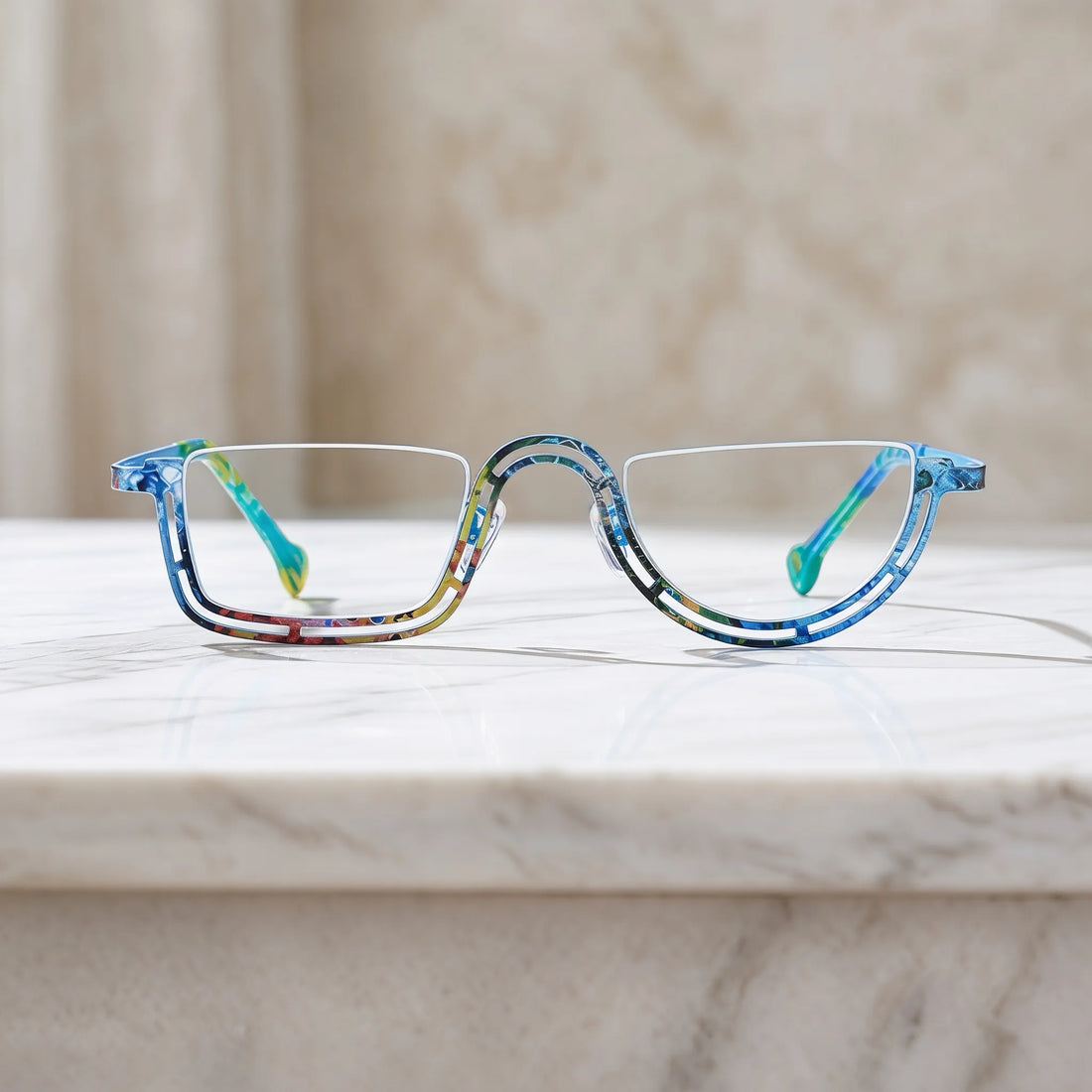 Barledear Ocean Mosaic Blue eyeglasses shown in a clean lifestyle front view