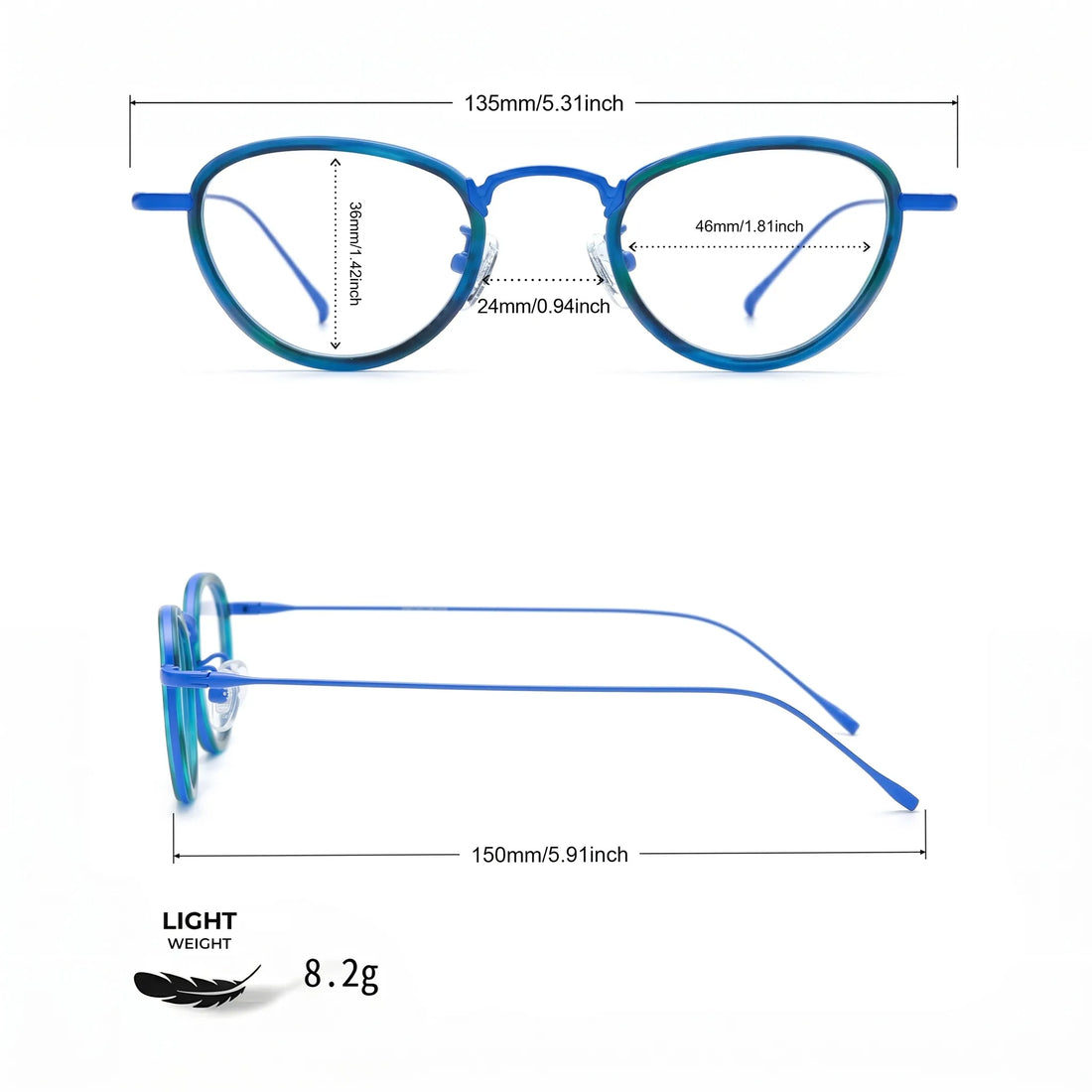 Barledear Lightweight Geometric Acetate Titanium Eyeglasses