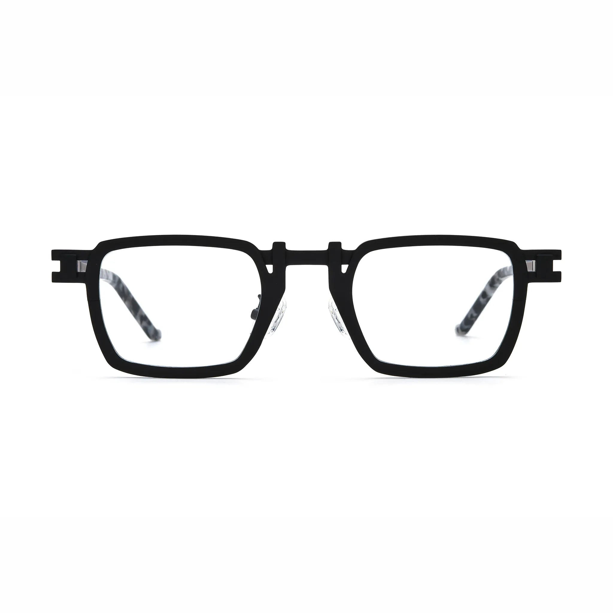 Barledear Onyx Smoke Marble eyeglasses front view with lightweight geometric square titanium full-rim frame and adjustable nose pads
