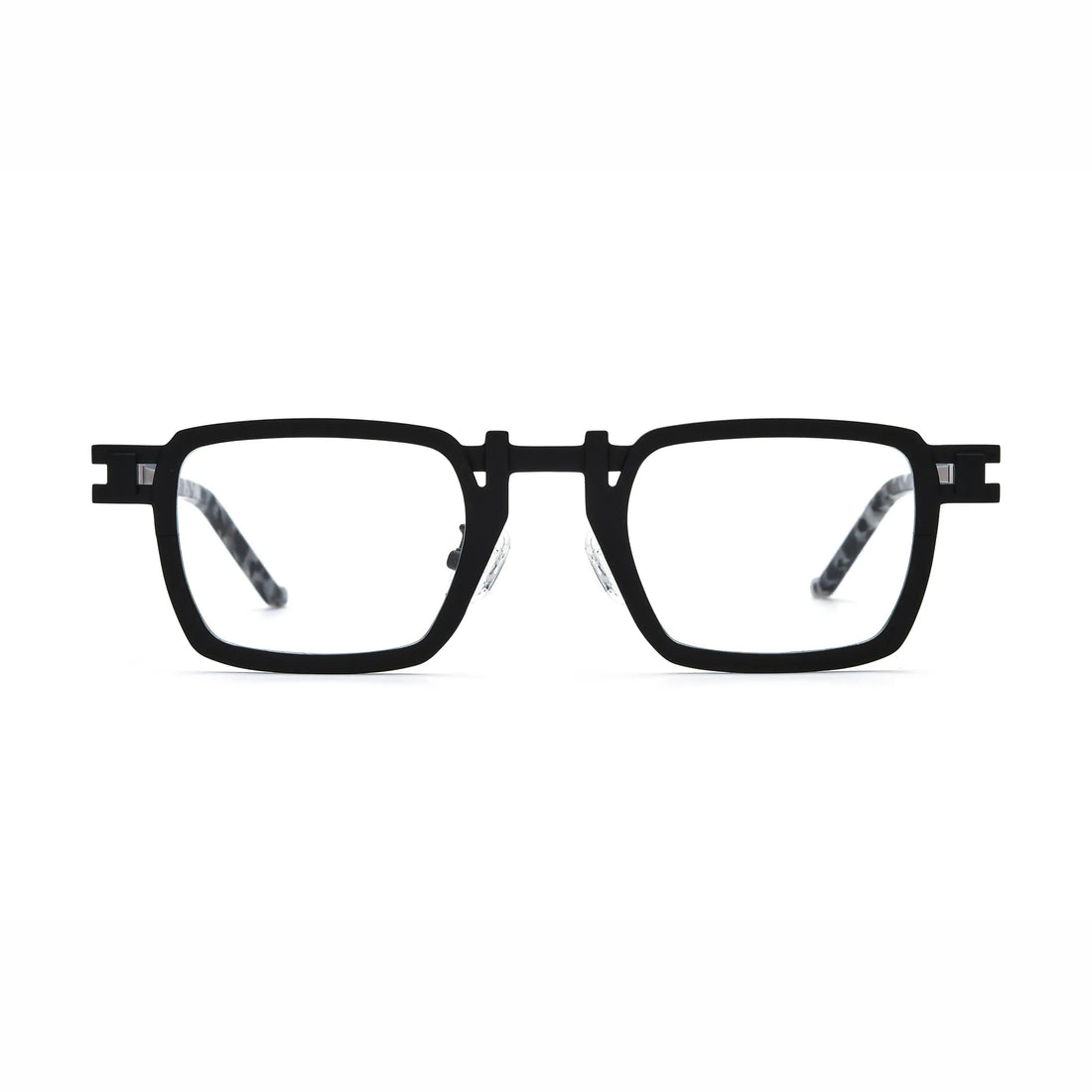 Barledear Onyx Smoke Marble eyeglasses front view with lightweight geometric square titanium full-rim frame and adjustable nose pads