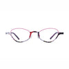 Barledear Orchid Blush oval titanium eyeglasses front view with pink patterned frame and artistic acetate temples