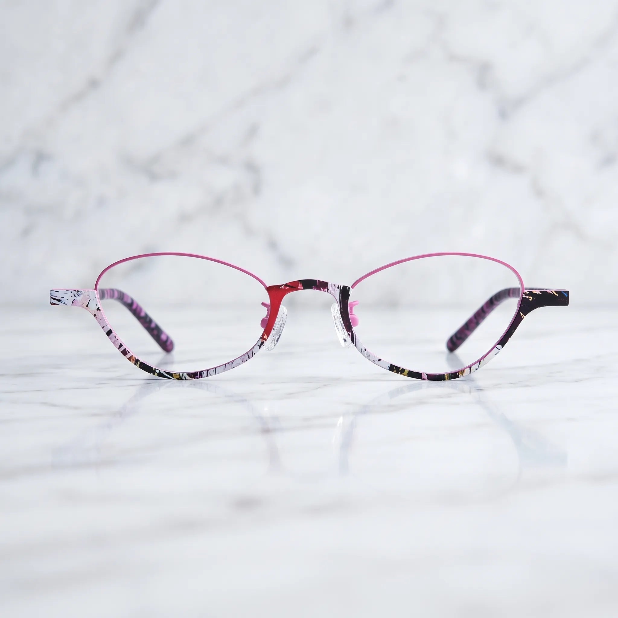 Barledear Orchid Blush eyeglasses shown in a clean lifestyle front view with soft oval titanium frame