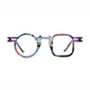 Barledear Prism Violet eyeglasses front view with asymmetric round-square pure titanium full-rim frame