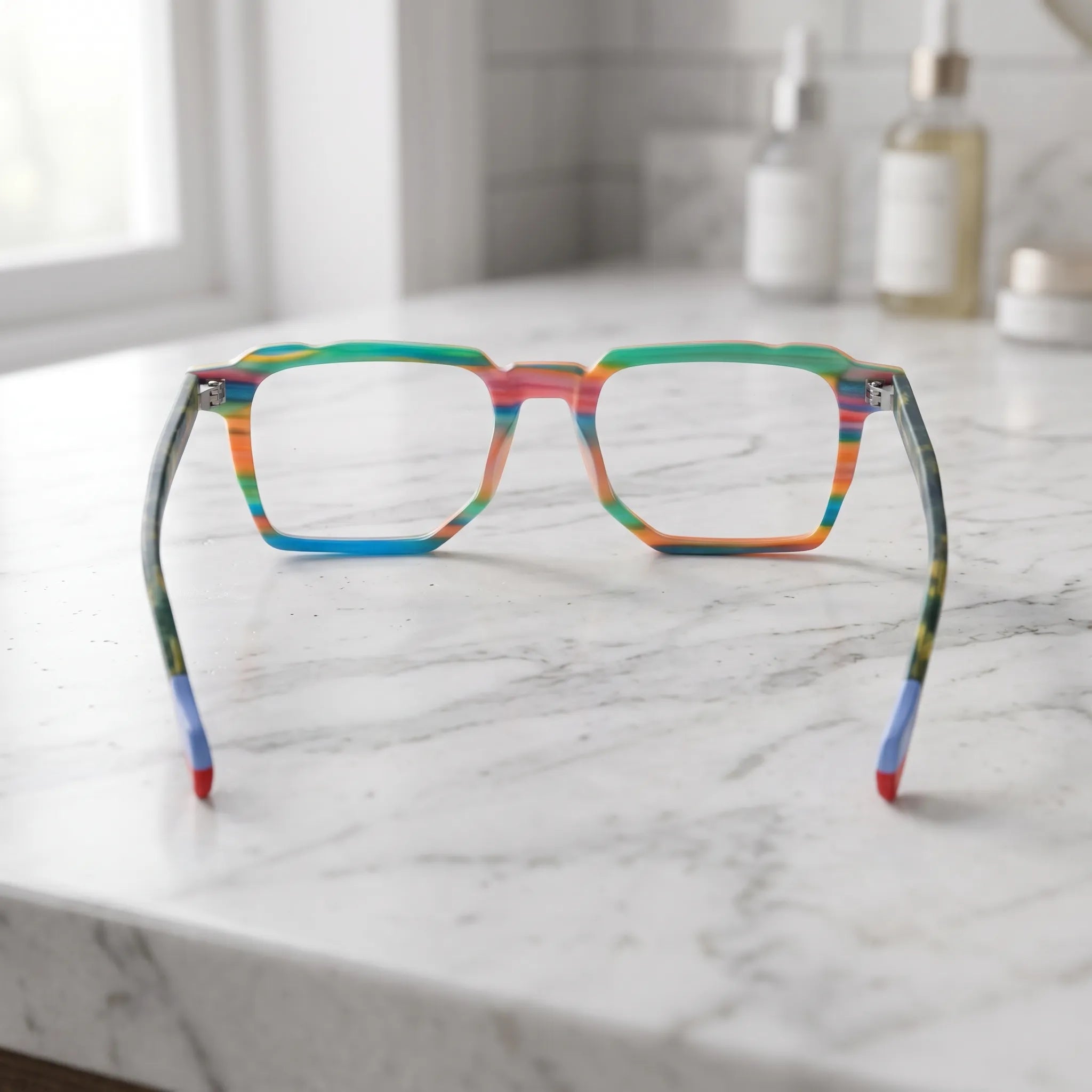 Barledear Rainbow Horizon eyeglasses back view showing integrated nose pads hinges and full-rim construction