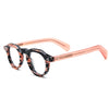 Barledear Rose Mosaic retro geometric acetate eyeglasses showing the patterned acetate front, keyhole bridge, and rose temple design