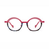 Barledear Rose Mosaic eyeglasses front view with lightweight pink titanium geometric oval full-rim frame and colorful lower rim accents