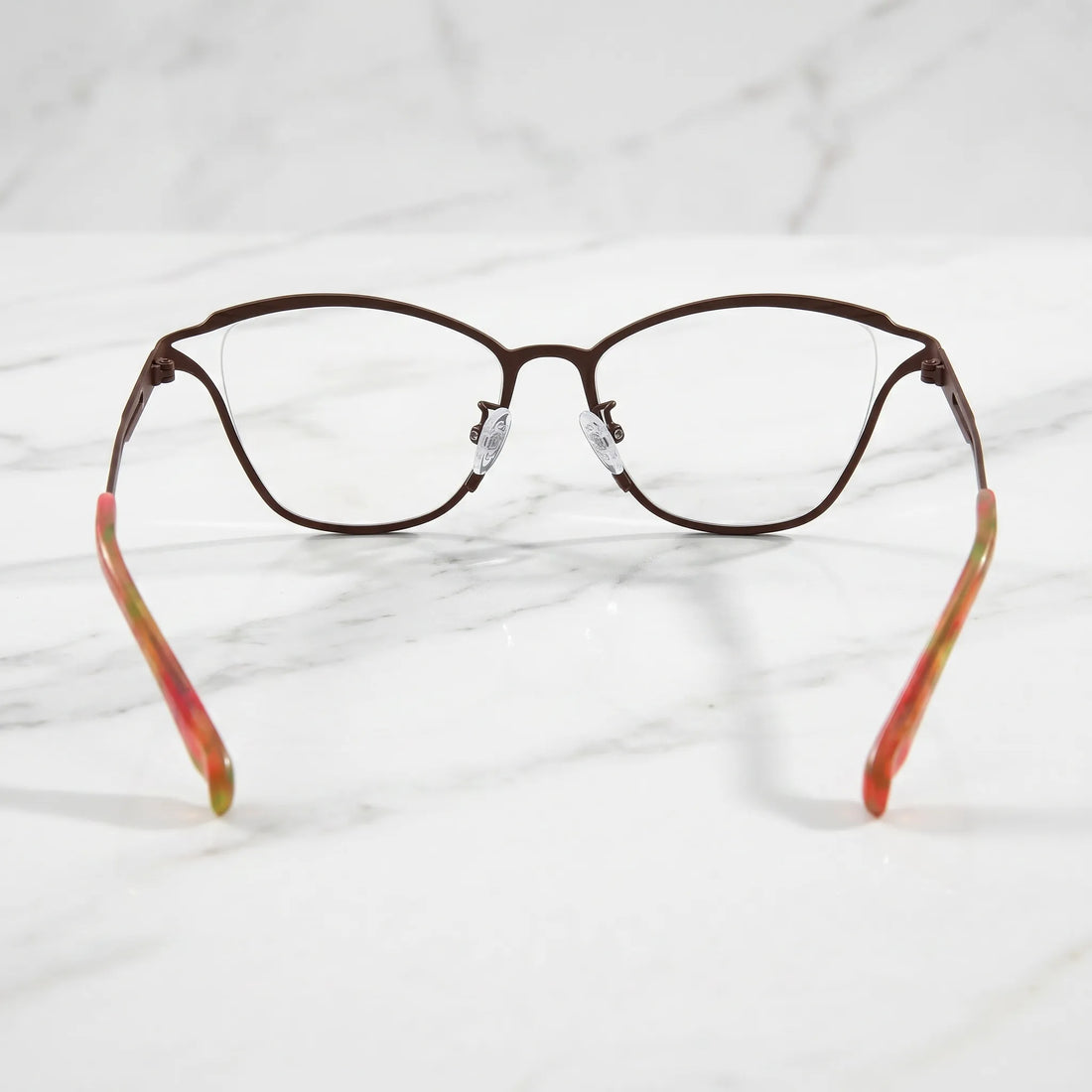 Barledear Rosewood Amber eyeglasses back view showing full-rim frame structure, temple shape, and silicone nose pads