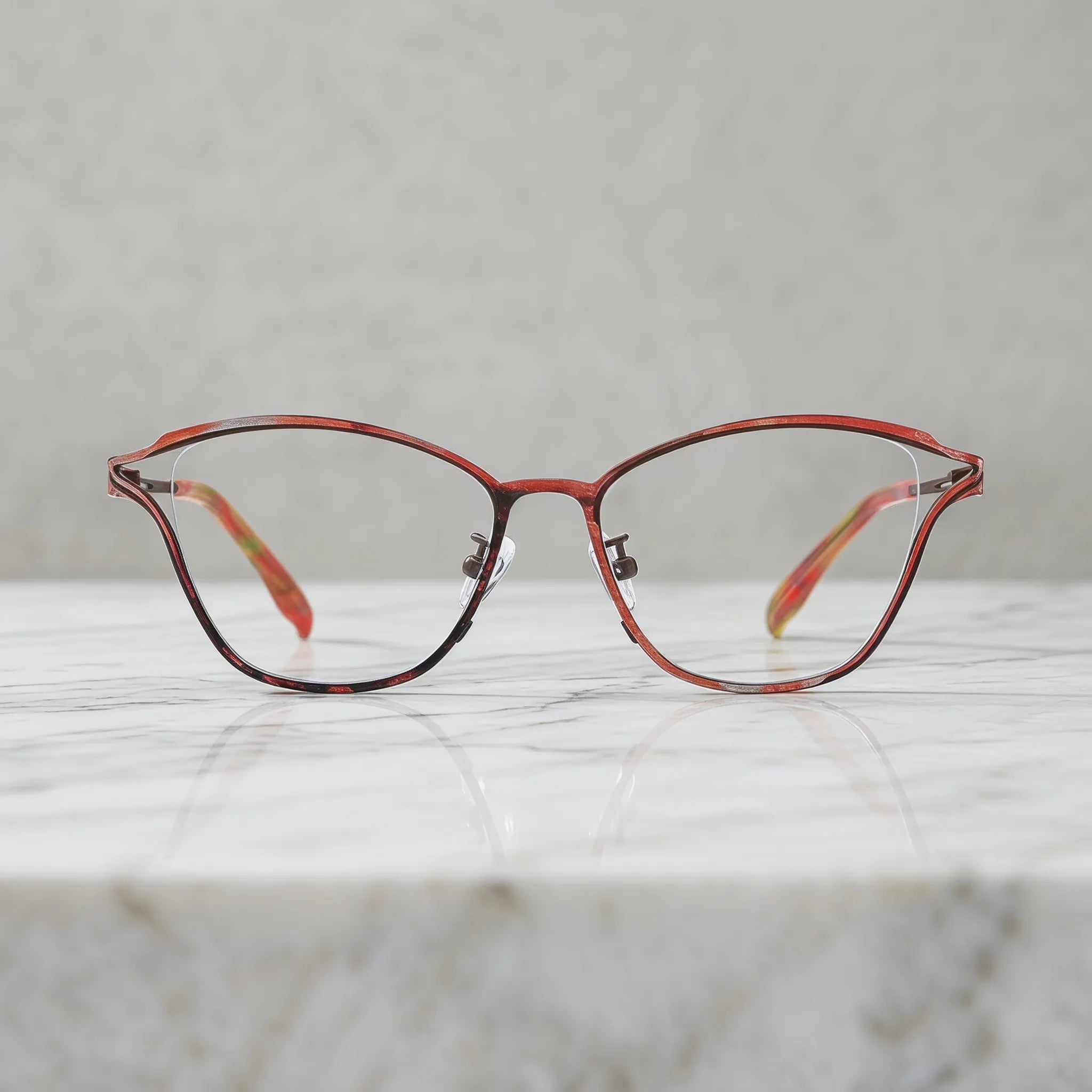 Barledear Rosewood Amber eyeglasses shown in a clean lifestyle front view with warm brown and amber frame detail