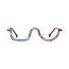 Barledear Scarlet Mosaic Red eyeglasses front view with lightweight geometric titanium semi-rim frame