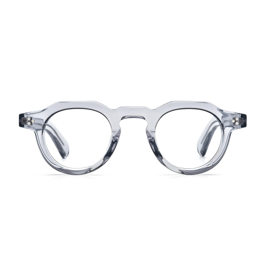 Barledear Smoke Crystal retro geometric acetate eyeglasses with translucent smoke-gray acetate and a sculpted keyhole bridge