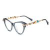 Barledear Smoke Quartz eyeglasses angled side view highlighting multicolor geometric crystal accents along the gold-tone temples