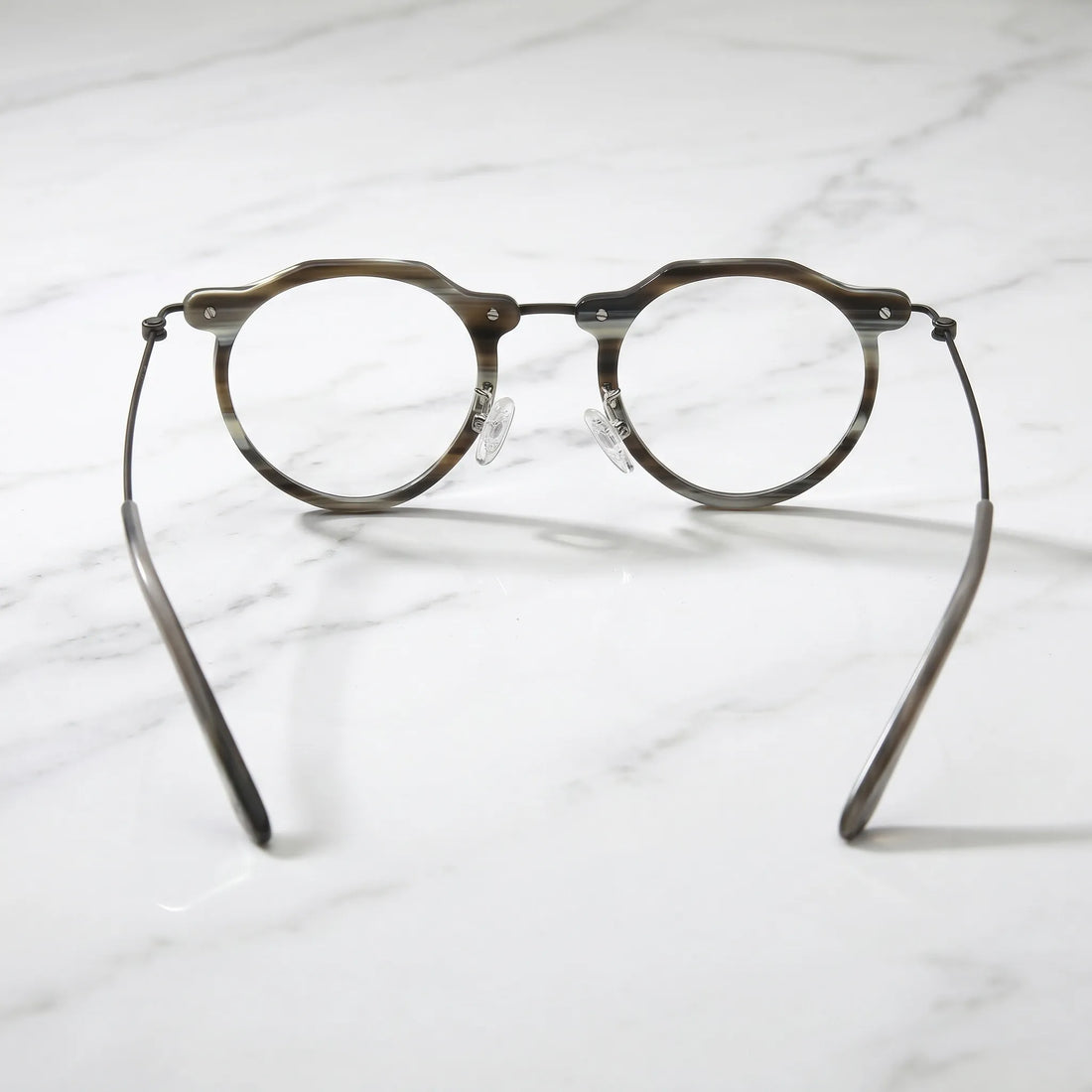 Barledear Smoke Stripe eyeglasses back view showing temple shape full-rim structure and comfortable fit
