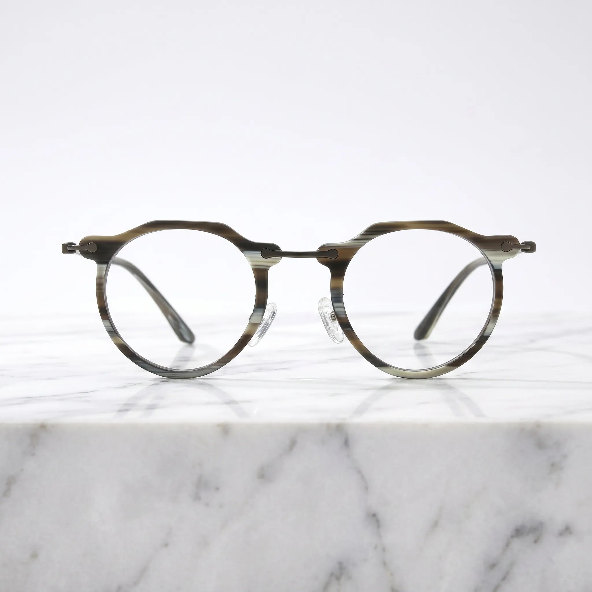 Barledear Smoke Stripe eyeglasses shown in a clean lifestyle front view for everyday prescription eyewear