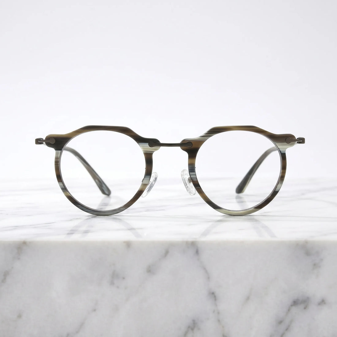 Barledear Smoke Stripe eyeglasses shown in a clean lifestyle front view for everyday prescription eyewear