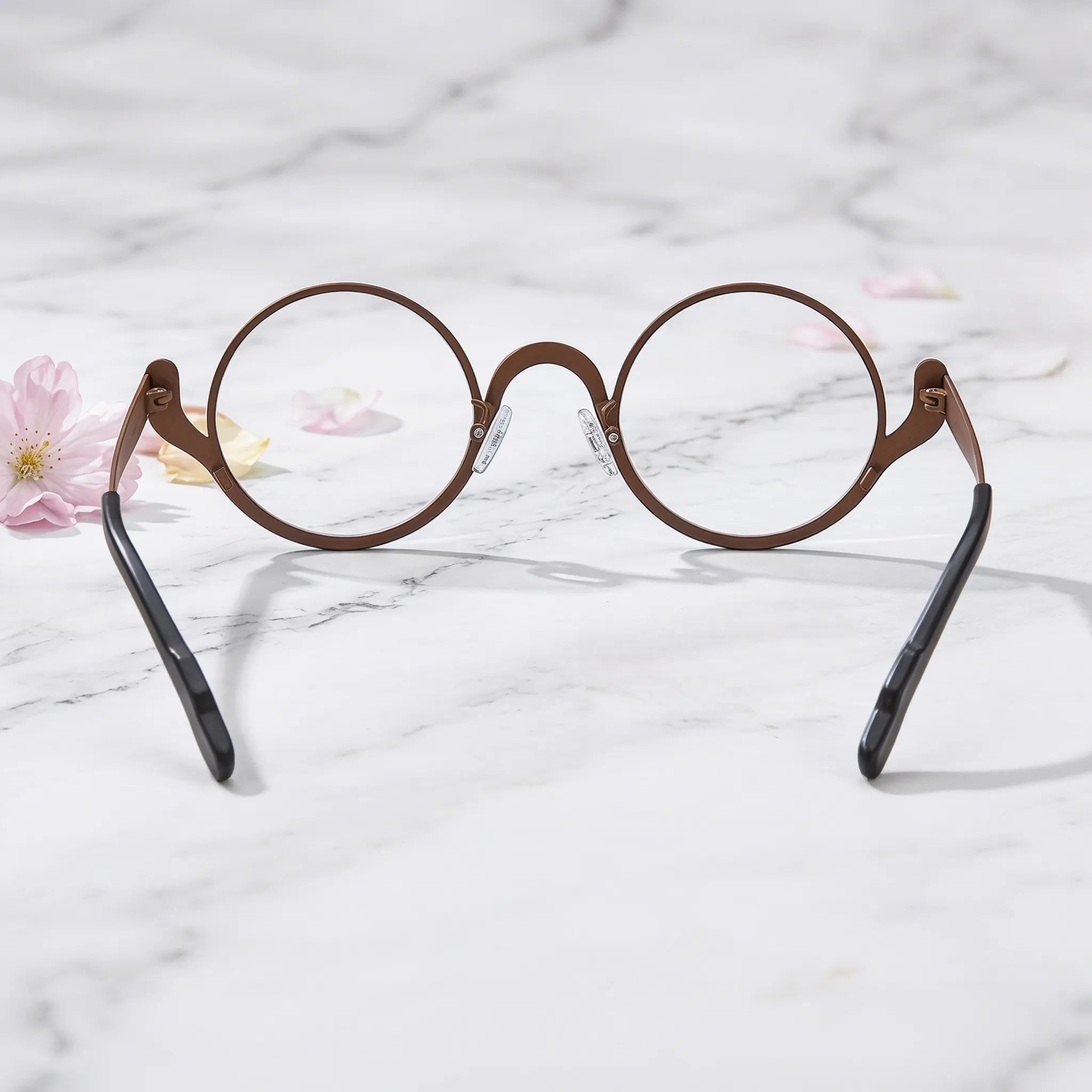 Barledear Smoky Cocoa eyeglasses back view showing the temple shape, rear frame structure, and comfortable full-rim design