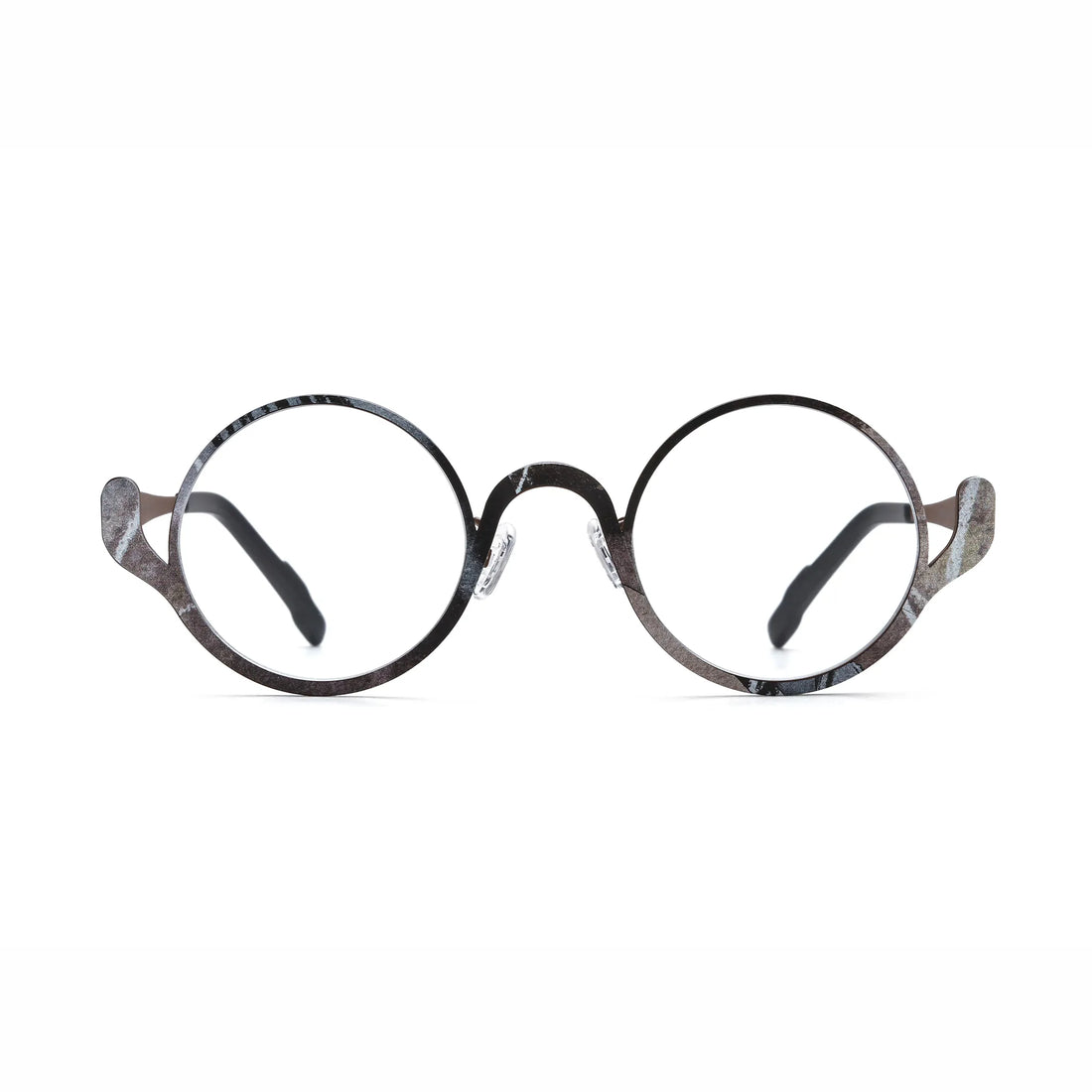 Barledear Smoky Cocoa eyeglasses front view with an artistic round pure titanium full-rim frame and lightweight design