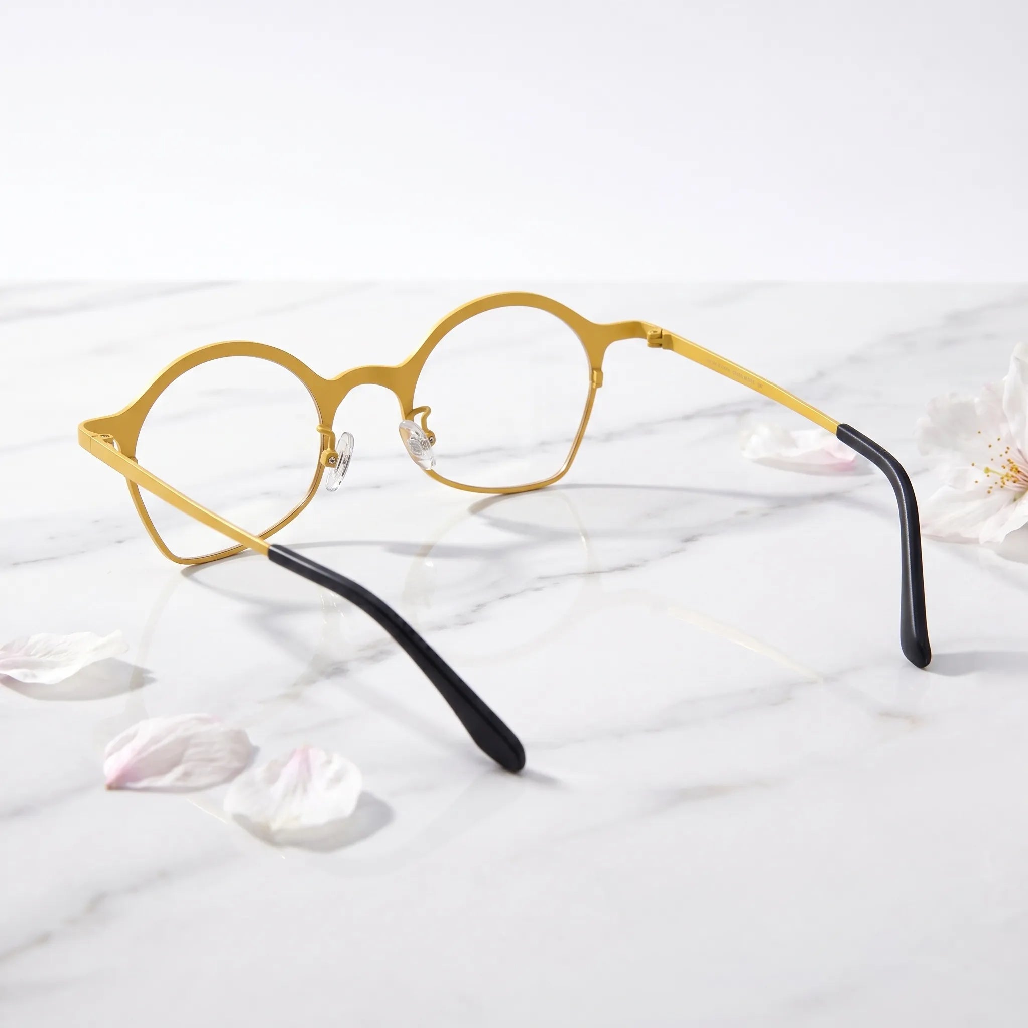 Barledear Sunlit Mosaic Yellow eyeglasses back view showing temple shape and lightweight full-rim frame structure