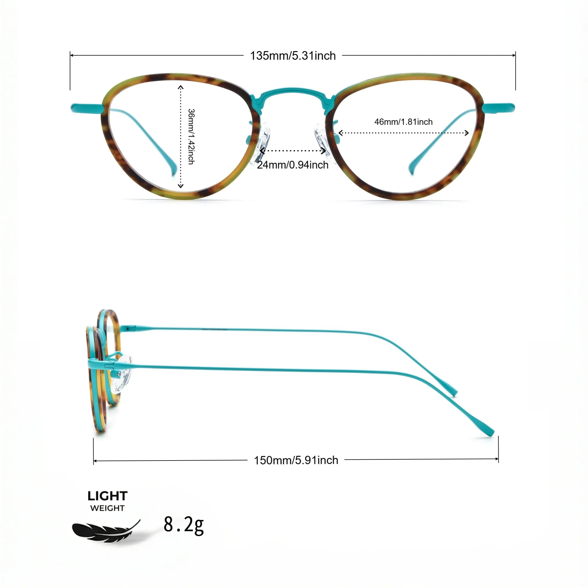 Barledear Lightweight Geometric Acetate Titanium Eyeglasses