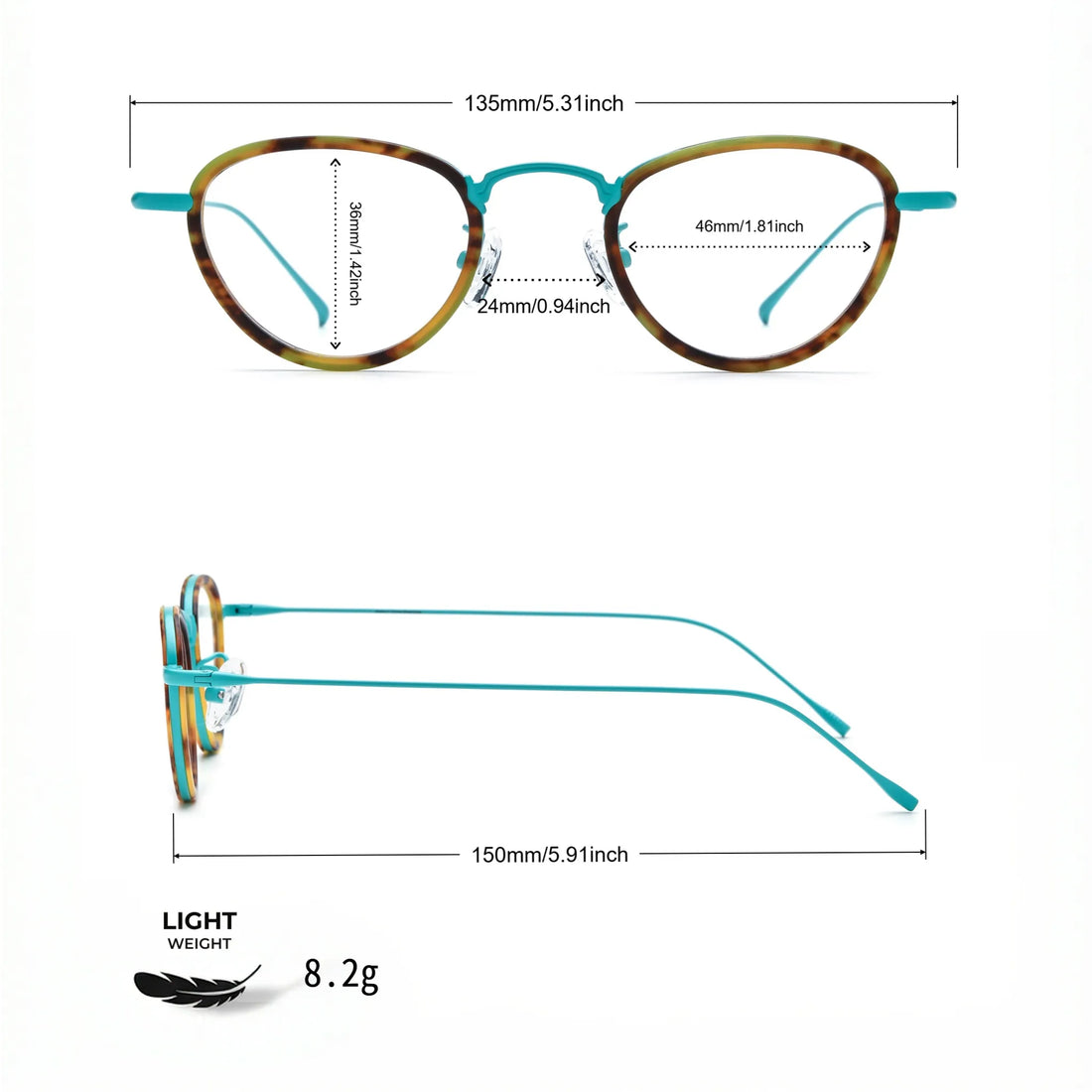 Barledear Lightweight Geometric Acetate Titanium Eyeglasses