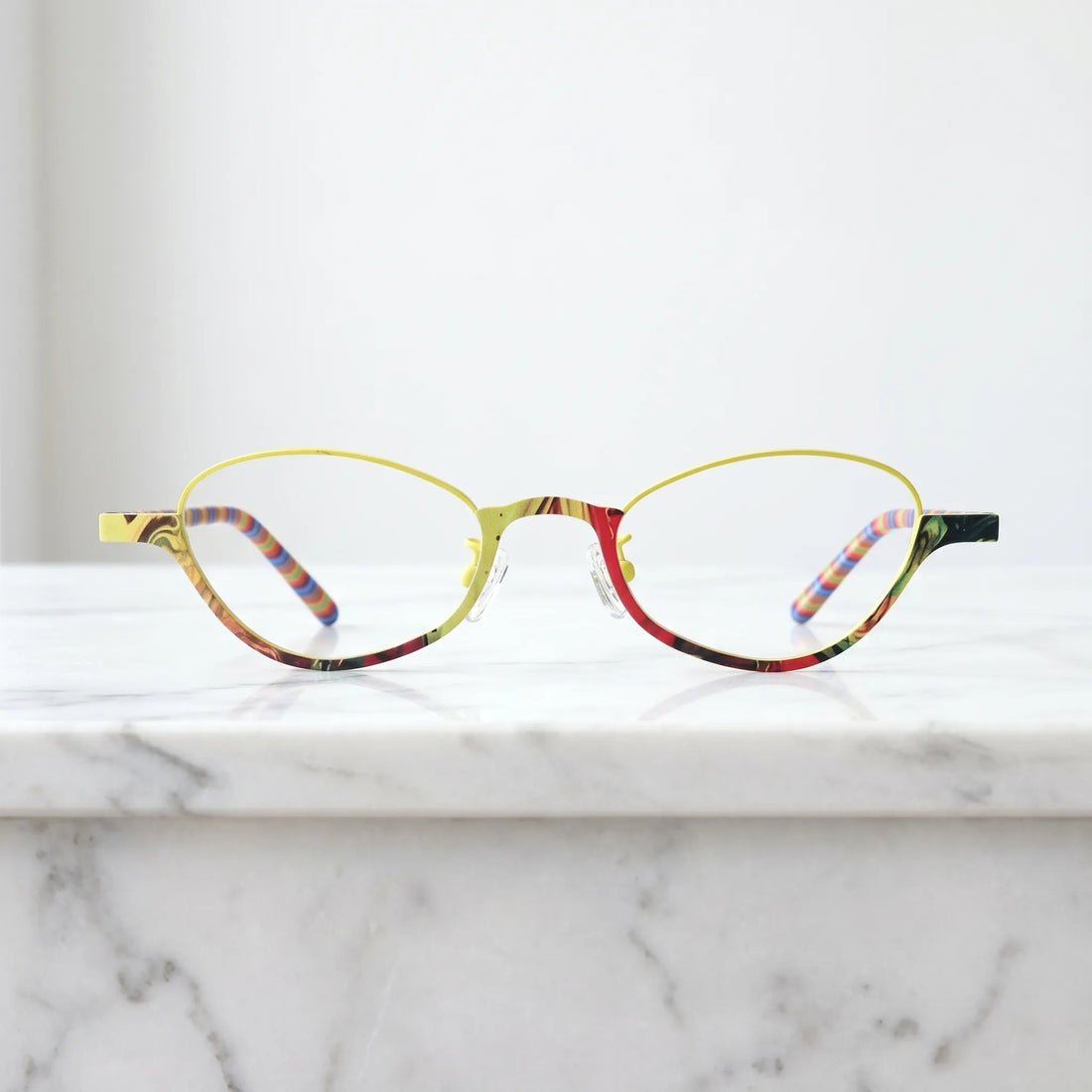 Barledear Sunshine Mosaic eyeglasses shown in a clean lifestyle front view with bright artistic oval frame