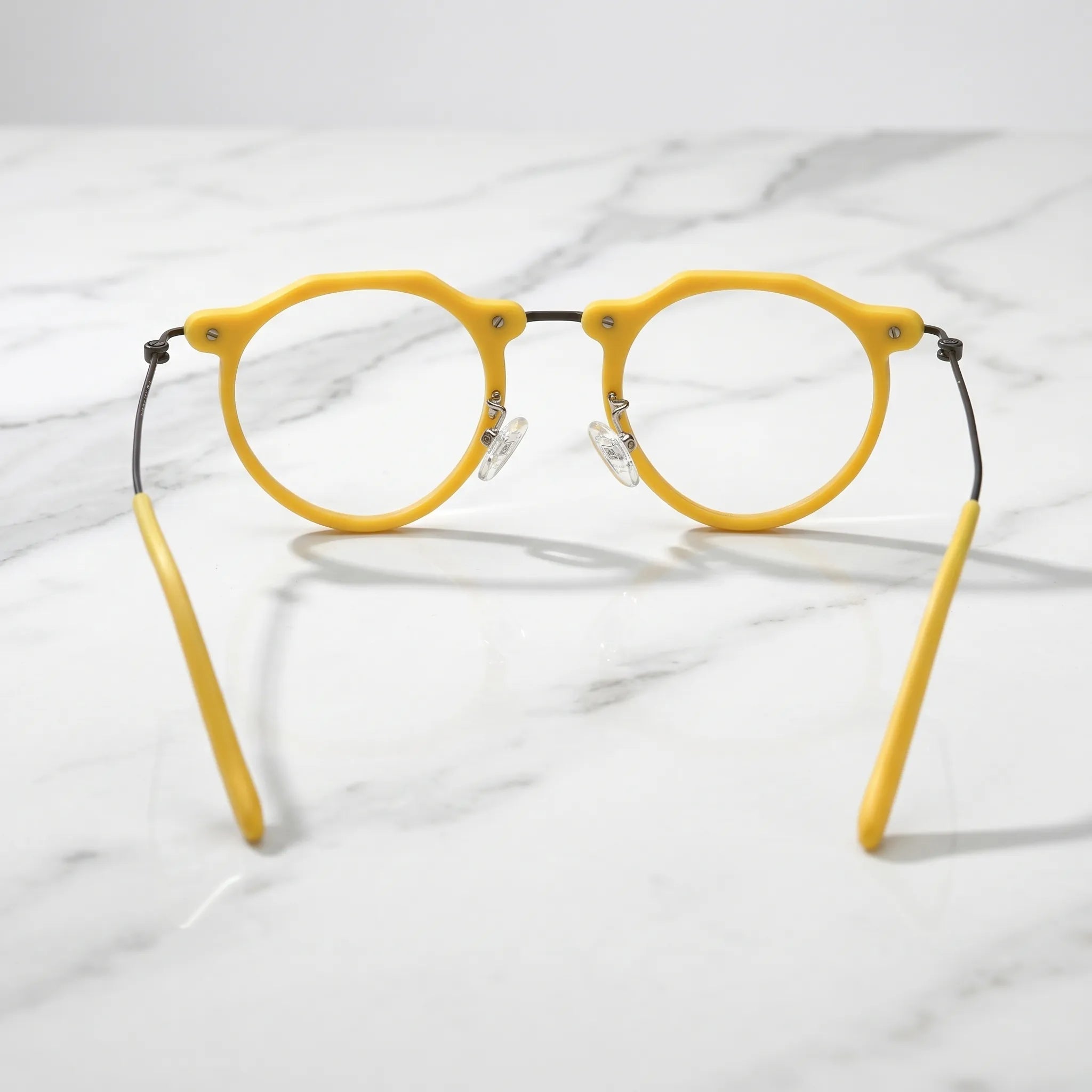 Barledear Sunshine Yellow eyeglasses back view showing temple shape full-rim structure and comfortable fit