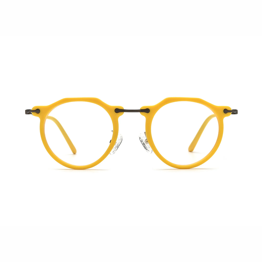 Barledear Sunshine Yellow eyeglasses front view with lightweight retro oval acetate metal full-rim frame