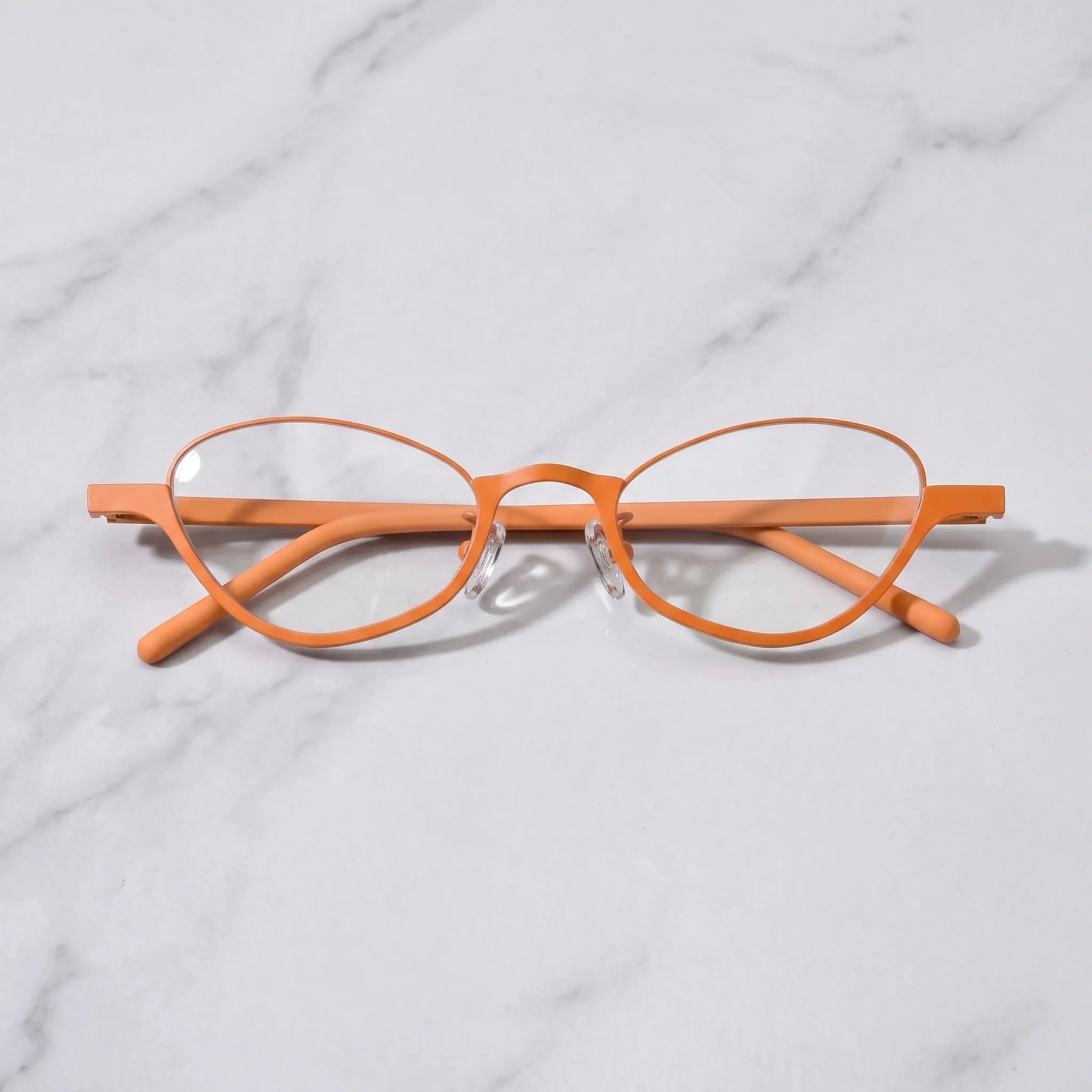 Barledear Tangerine Bloom eyeglasses folded display showing floral temple pattern and lightweight titanium frame