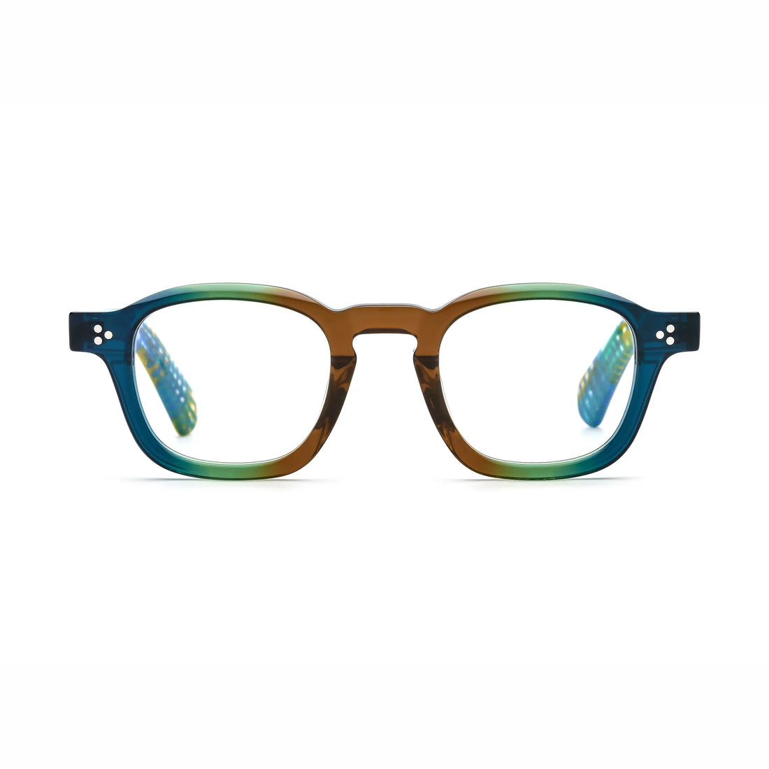 Barledear Teal Grove eyeglasses front view with lightweight retro square acetate frame