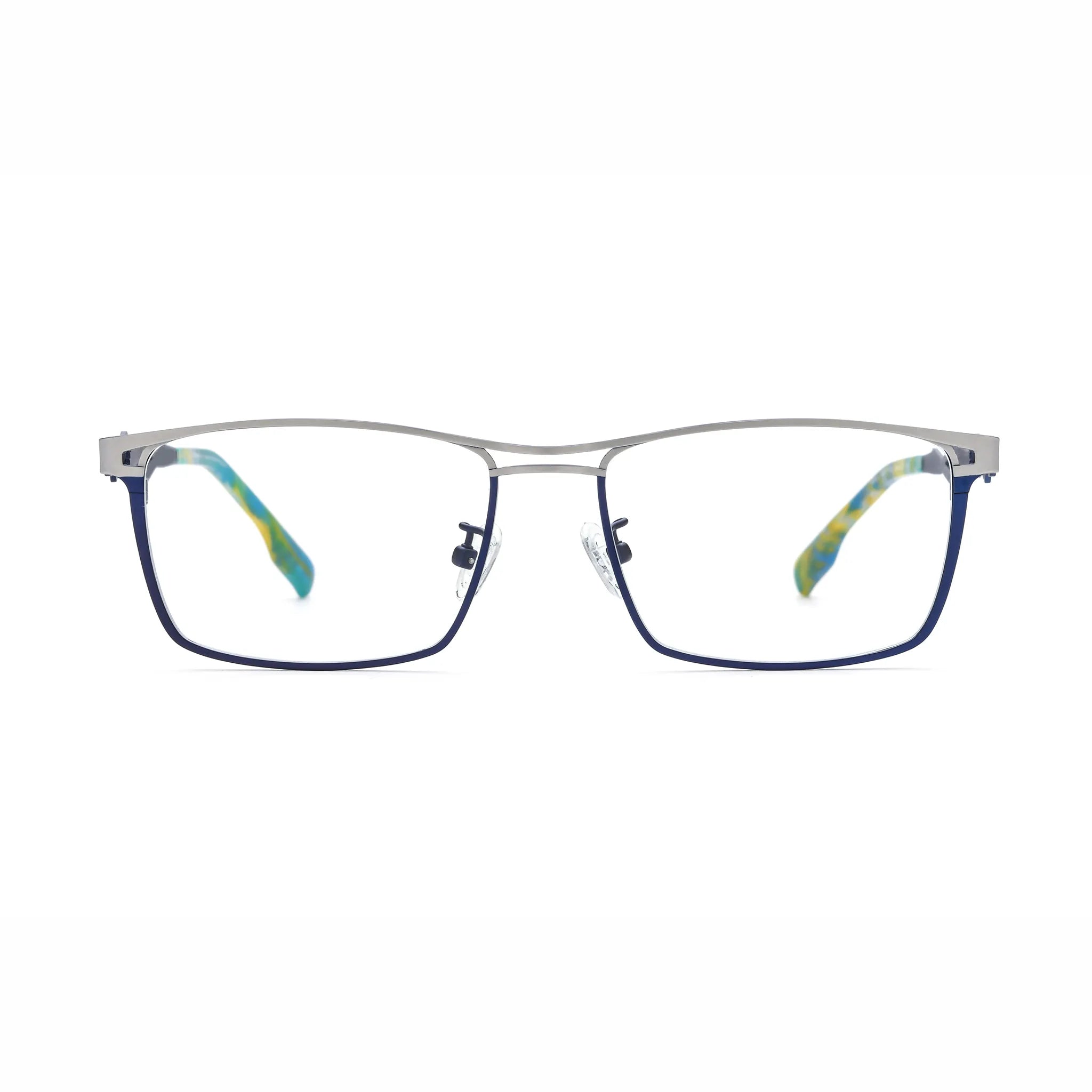 Barledear Titan Sky Blue eyeglasses front view with lightweight pure titanium square frame and geometric full-rim design