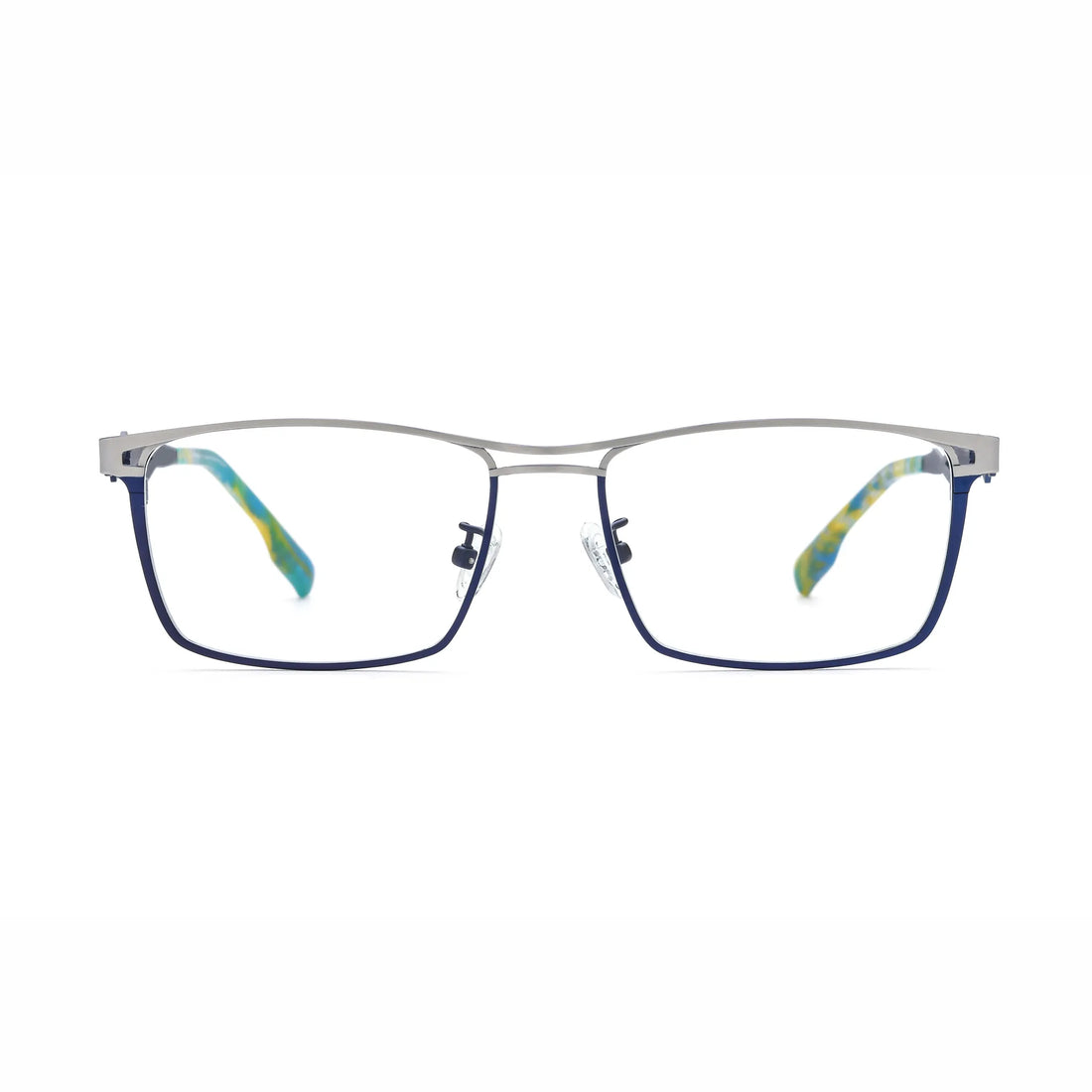 Barledear Titan Sky Blue eyeglasses front view with lightweight pure titanium square frame and geometric full-rim design