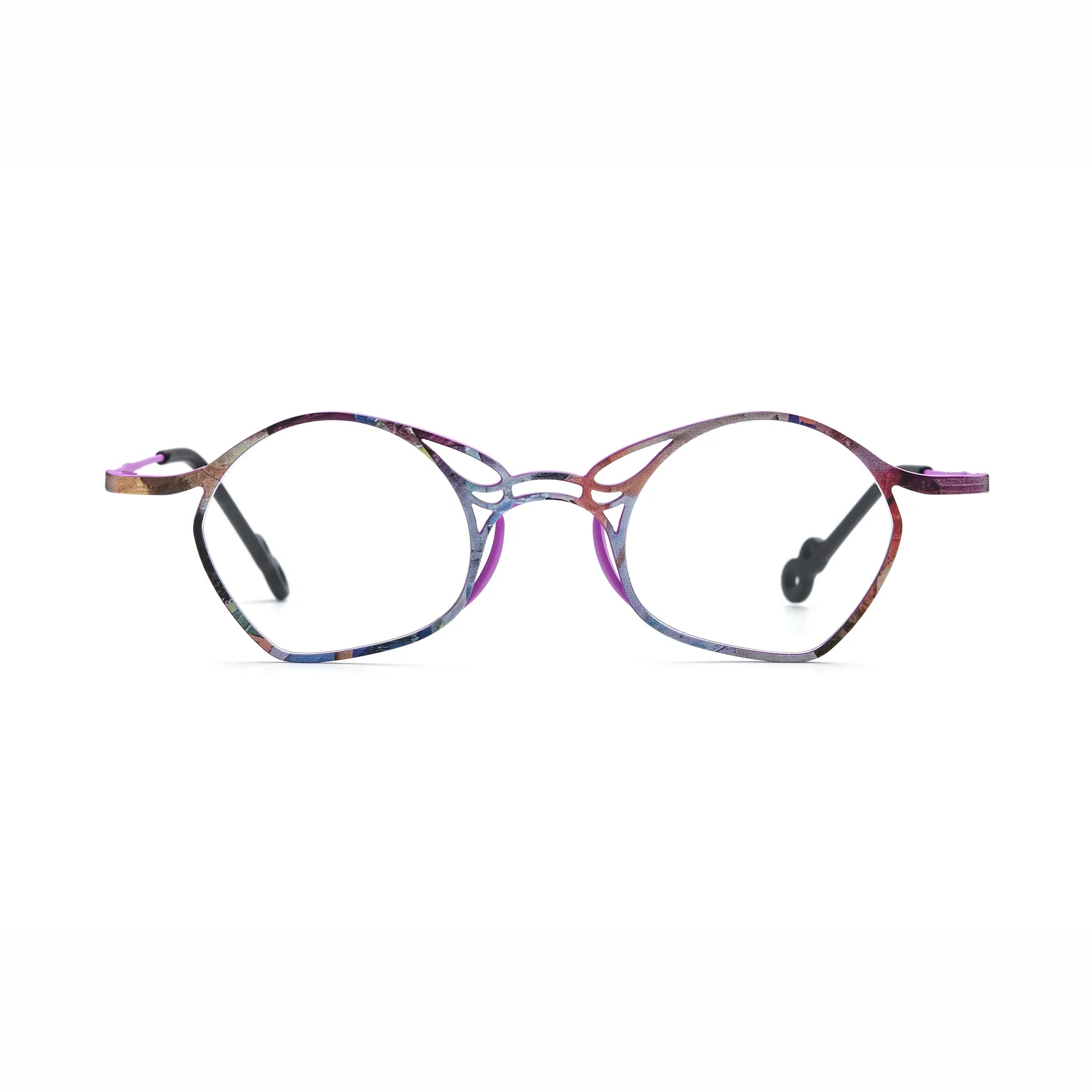 Barledear Violet Aura Purple eyeglasses front view with lightweight geometric titanium frame