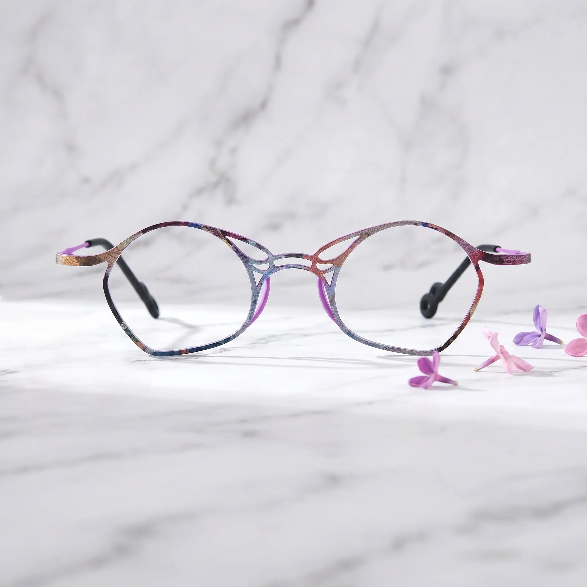 Barledear Violet Aura Purple eyeglasses shown in a clean lifestyle front view