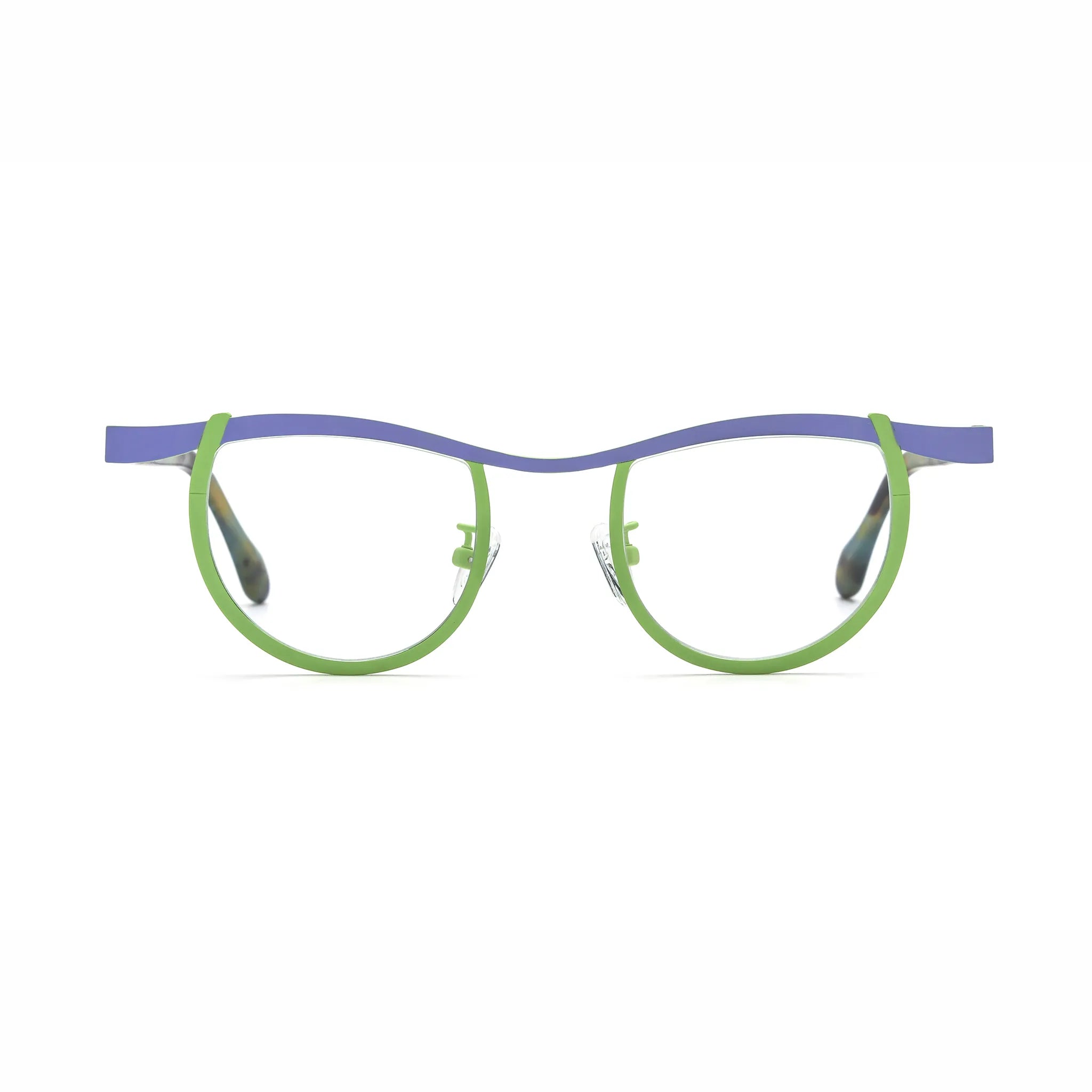 Barledear Violet Lime Tortoise eyeglasses front view with lightweight butterfly titanium frame